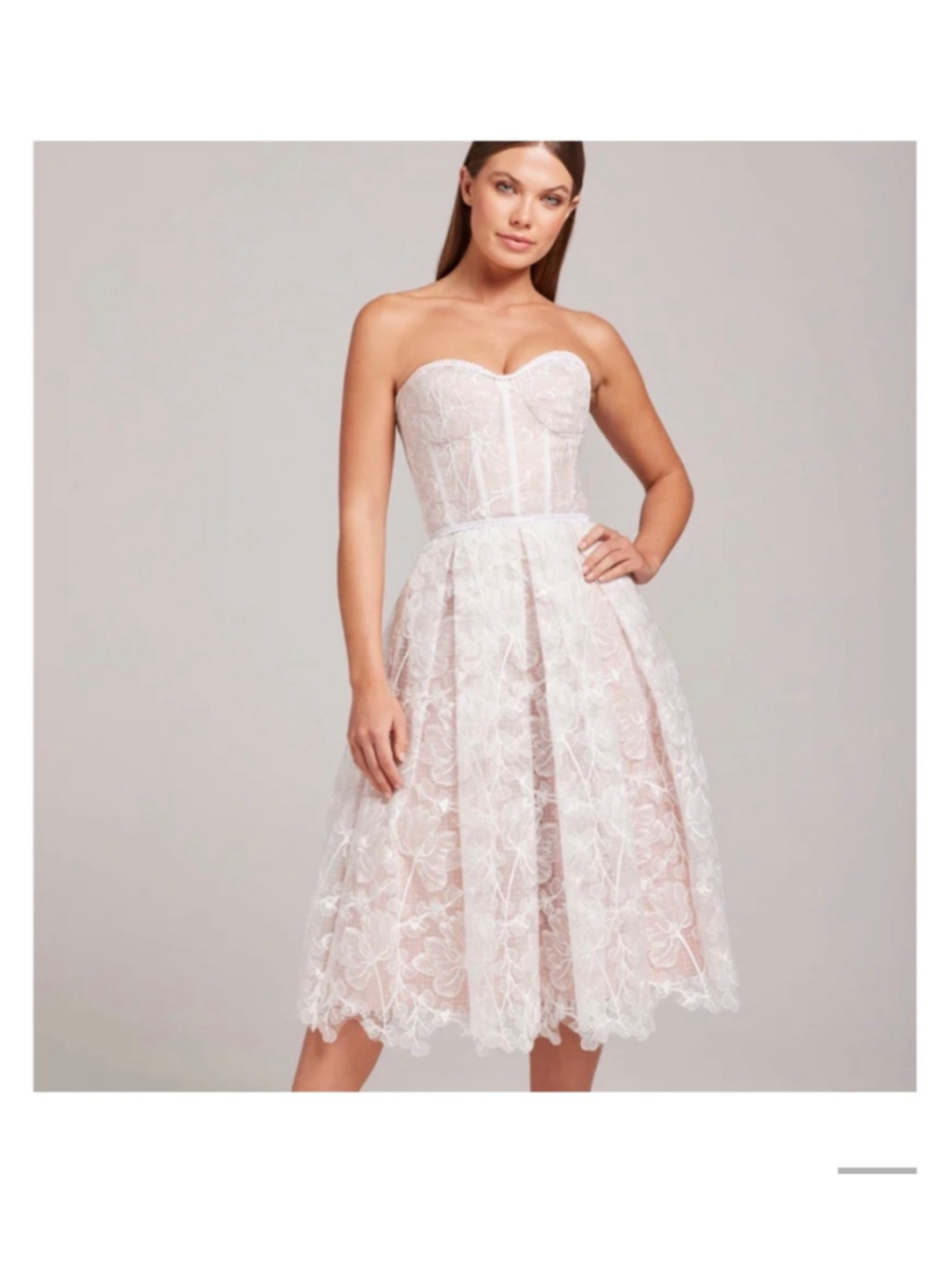 Nadine Merabi Olivia Dress White Bridal Strapless- Size Small - Picture 2 of 12